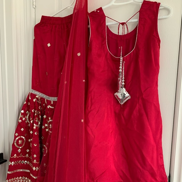 Magenta Hot Pink Gharara Sharara Punjabi Indian Salwar Kameez Party Wear - Picture 2 of 4